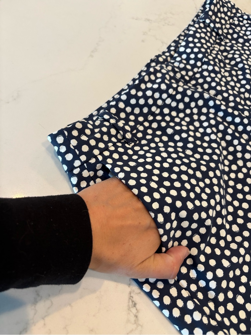 SPANX Navy and White Printed High-Rise Shorts - Picture 4 of 9